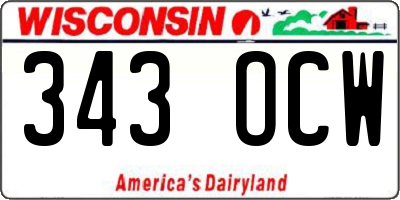 WI license plate 343OCW