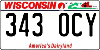 WI license plate 343OCY