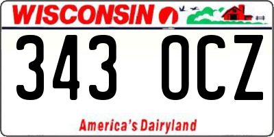 WI license plate 343OCZ