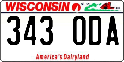 WI license plate 343ODA