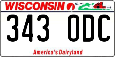WI license plate 343ODC