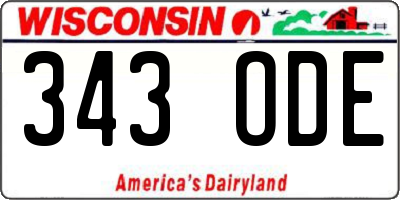 WI license plate 343ODE