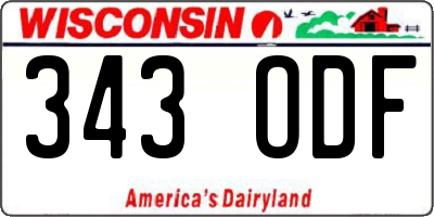WI license plate 343ODF