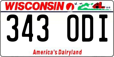 WI license plate 343ODI