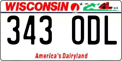 WI license plate 343ODL