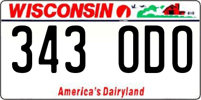 WI license plate 343ODO