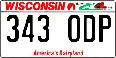 WI license plate 343ODP