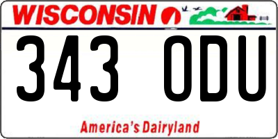 WI license plate 343ODU