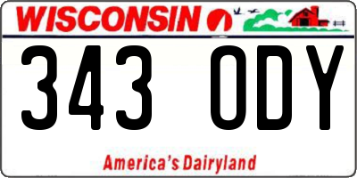 WI license plate 343ODY