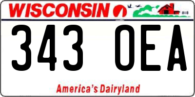 WI license plate 343OEA