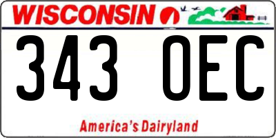 WI license plate 343OEC