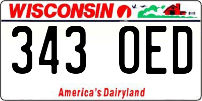 WI license plate 343OED