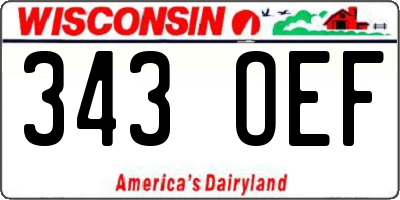 WI license plate 343OEF