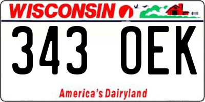 WI license plate 343OEK