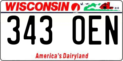 WI license plate 343OEN