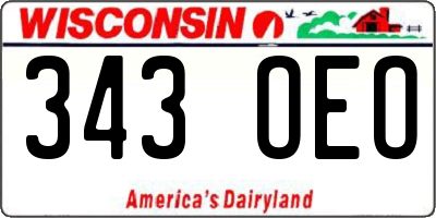 WI license plate 343OEO