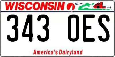 WI license plate 343OES