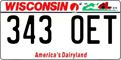 WI license plate 343OET