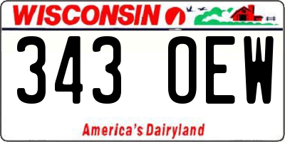WI license plate 343OEW