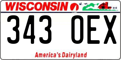 WI license plate 343OEX