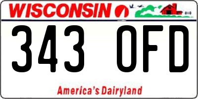 WI license plate 343OFD