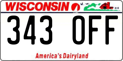 WI license plate 343OFF