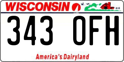 WI license plate 343OFH