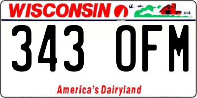 WI license plate 343OFM