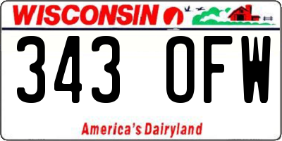 WI license plate 343OFW