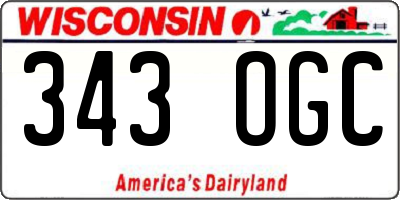 WI license plate 343OGC