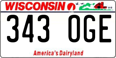 WI license plate 343OGE