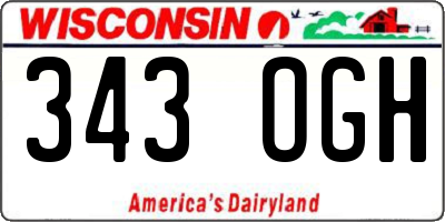 WI license plate 343OGH