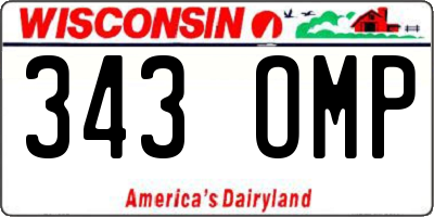 WI license plate 343OMP