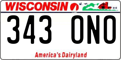 WI license plate 343ONO
