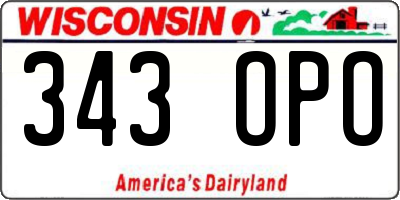 WI license plate 343OPO