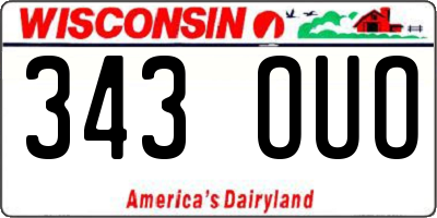 WI license plate 343OUO