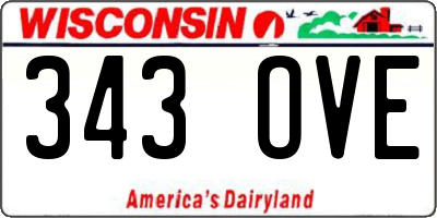 WI license plate 343OVE