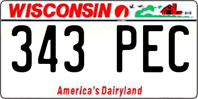 WI license plate 343PEC