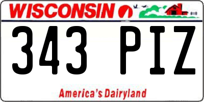 WI license plate 343PIZ