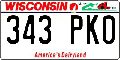 WI license plate 343PKO