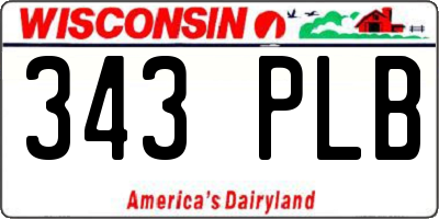 WI license plate 343PLB