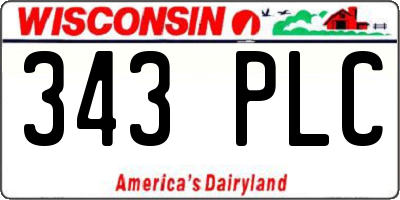 WI license plate 343PLC