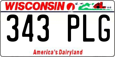 WI license plate 343PLG