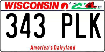 WI license plate 343PLK