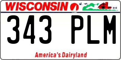 WI license plate 343PLM