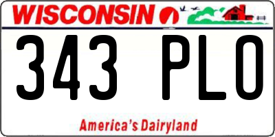 WI license plate 343PLO