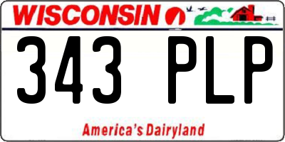 WI license plate 343PLP