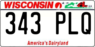 WI license plate 343PLQ