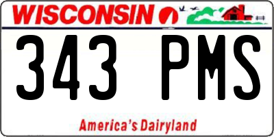 WI license plate 343PMS