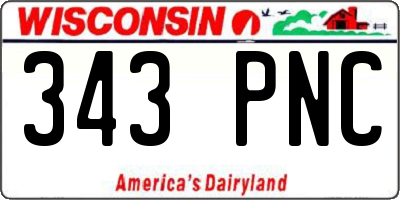 WI license plate 343PNC